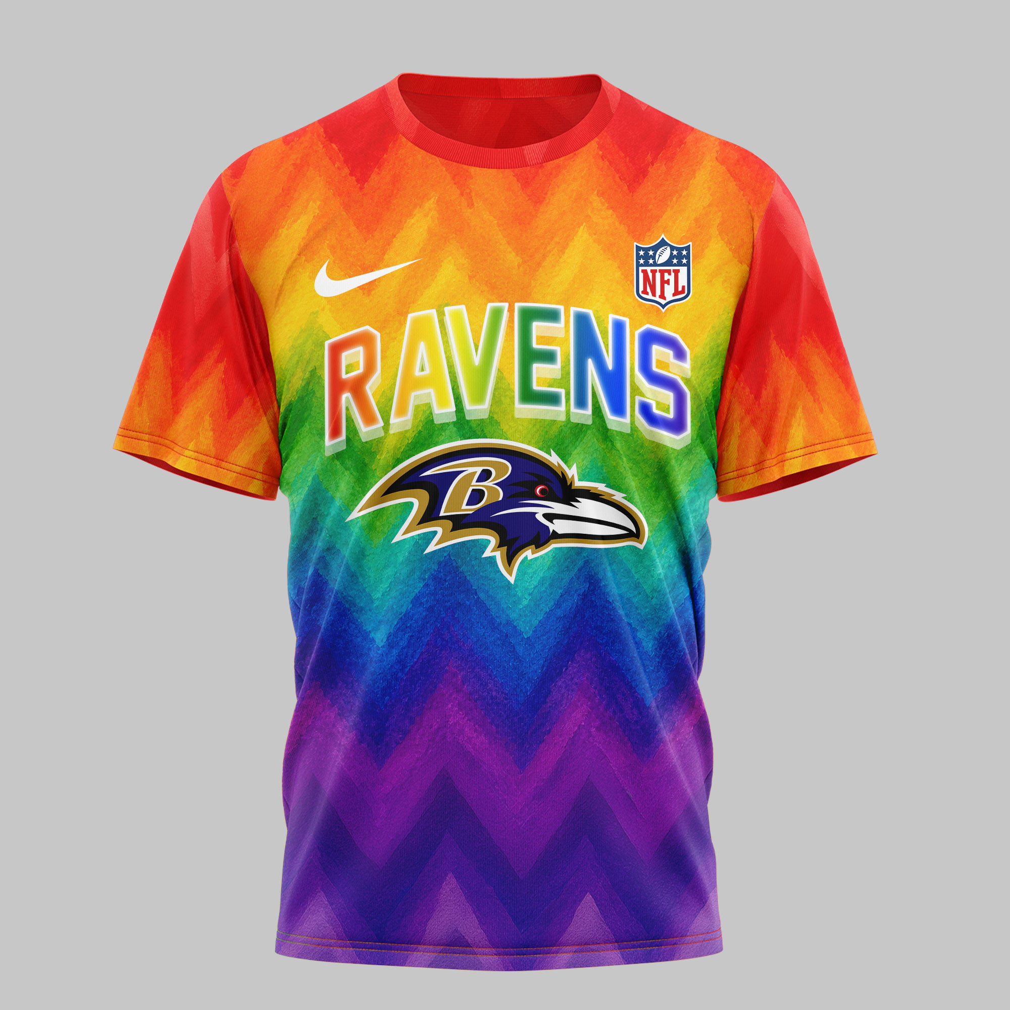 Baltimore Ravens x Premium NFL Rainbow Pride 3D Shirt TTH260537 - Image 2