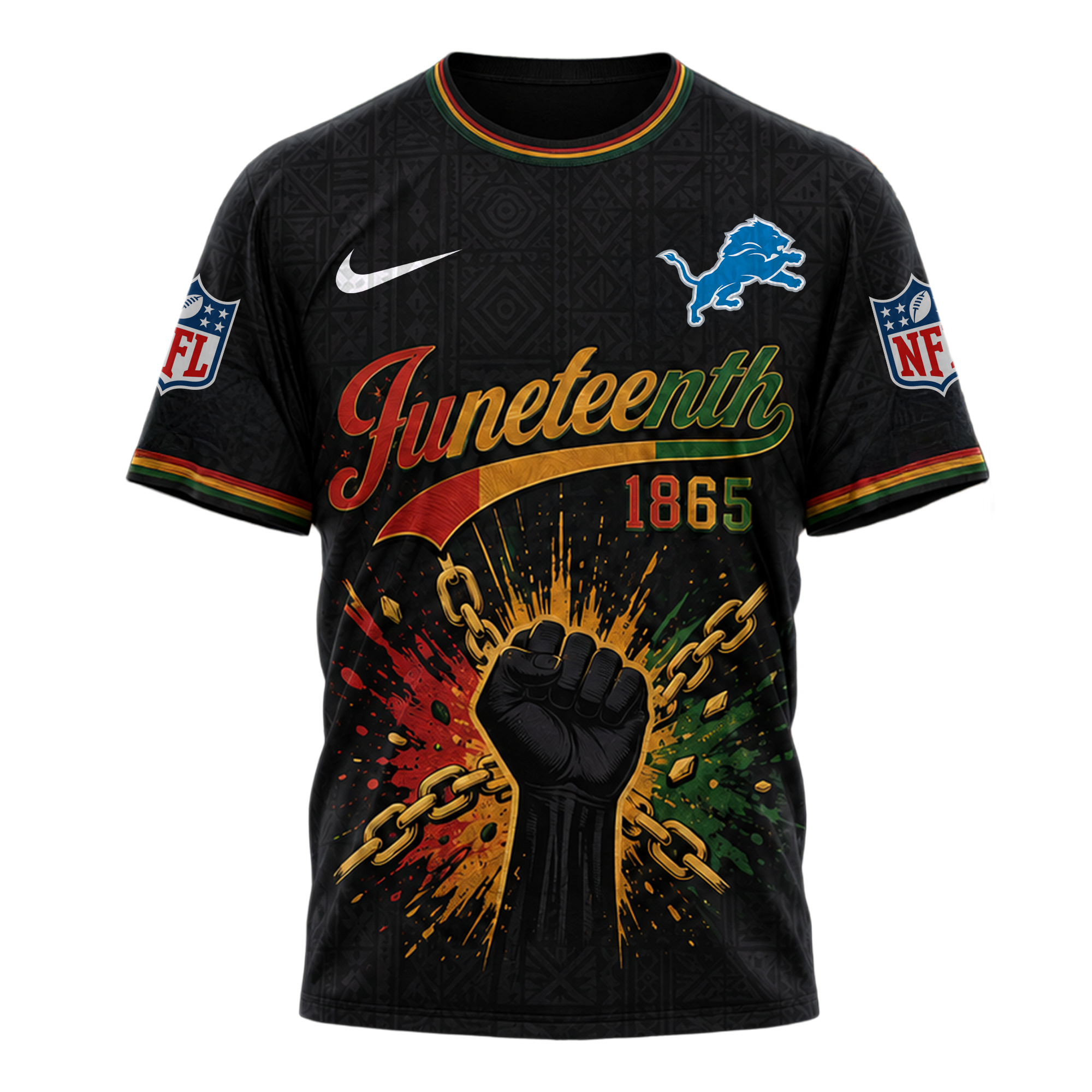 Detroit Lions x Premium NFL Juneteenth Freedom Day 3D Shirt TTH280533