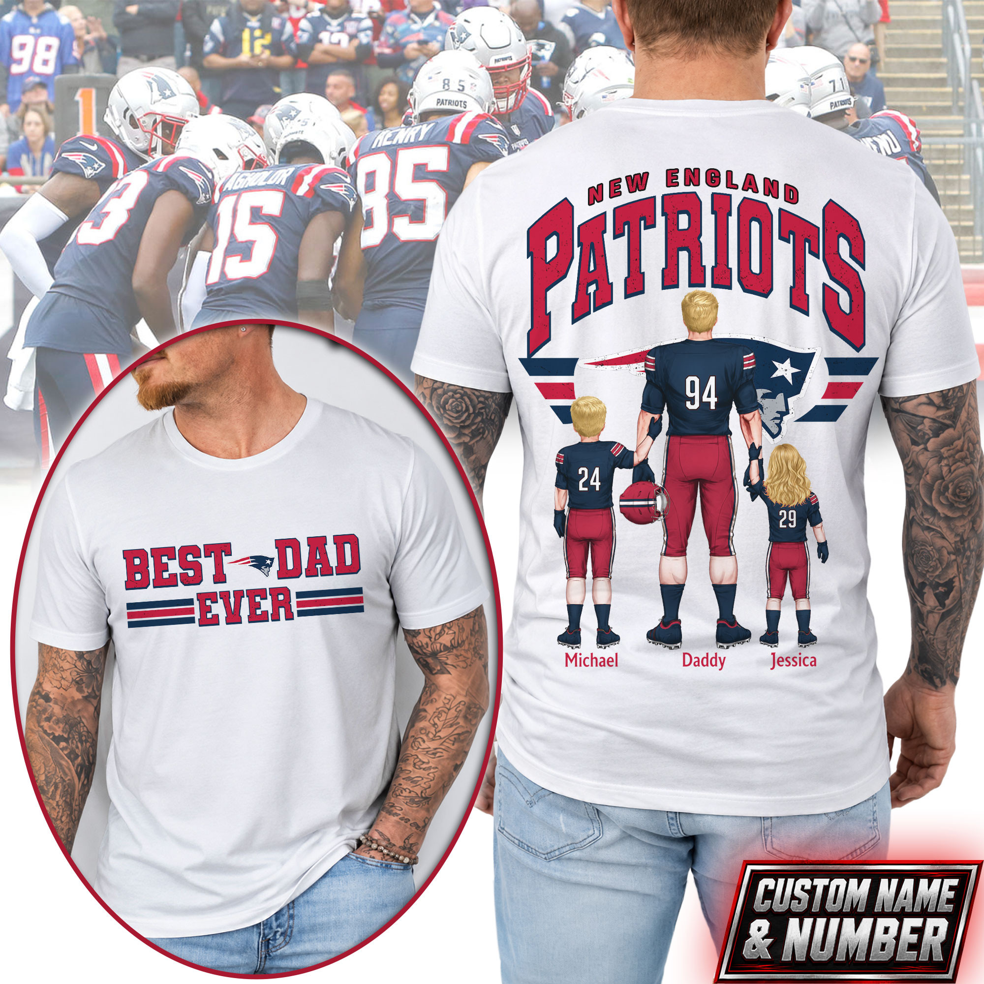 New England Patriots x Premium NFL Best Dad Ever 3D Shirt TTH280530