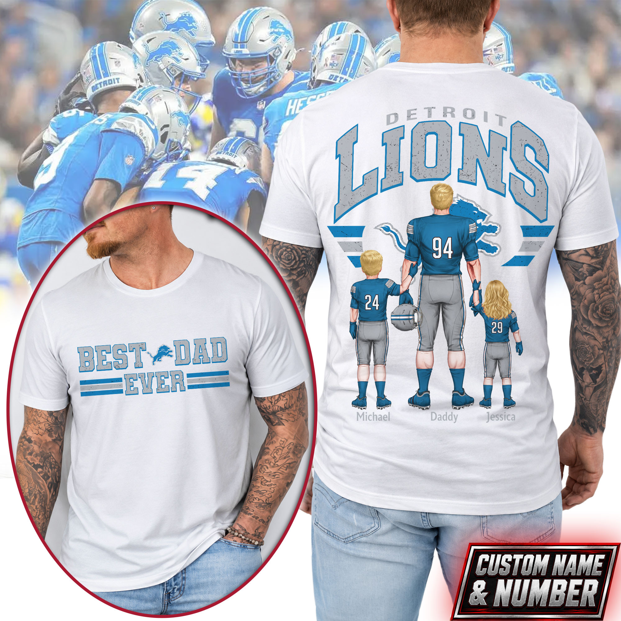 Detroit Lions x Premium NFL Best Dad Ever 3D Shirt TTH280530