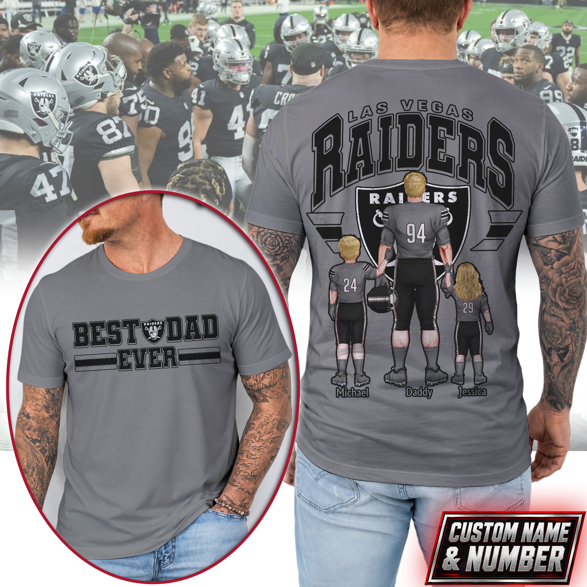 Las Vegas Raiders x Premium NFL Best Dad Ever 3D Shirt TTH280530 - Image 2