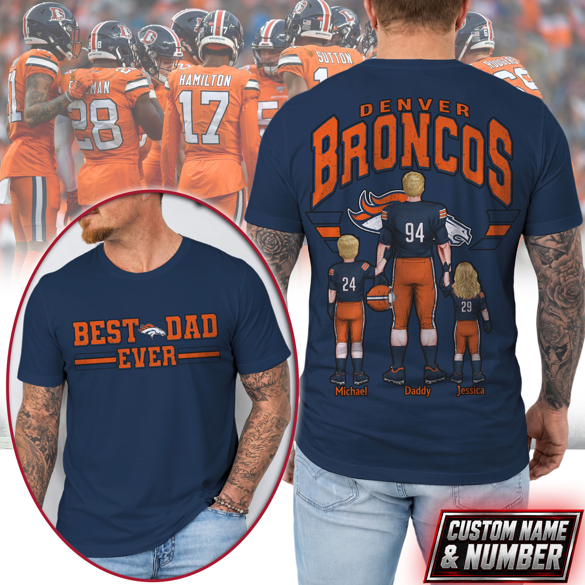Denver Broncos x Premium NFL Best Dad Ever 3D Shirt TTH280530 - Image 2