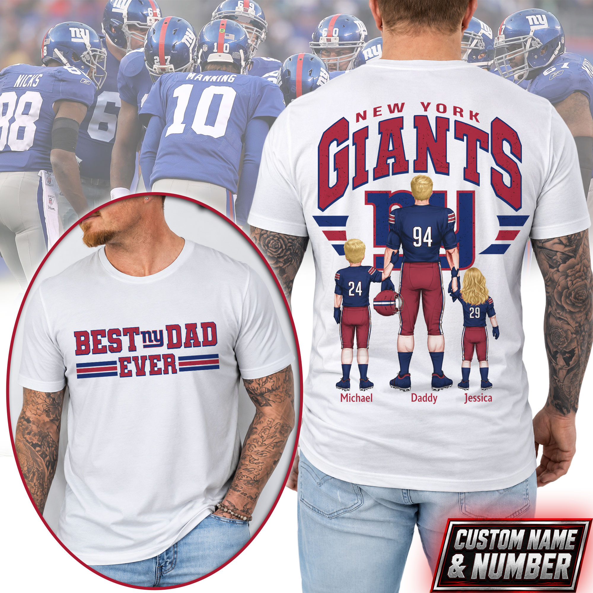 New York Giants x Premium NFL Best Dad Ever 3D Shirt TTH280530