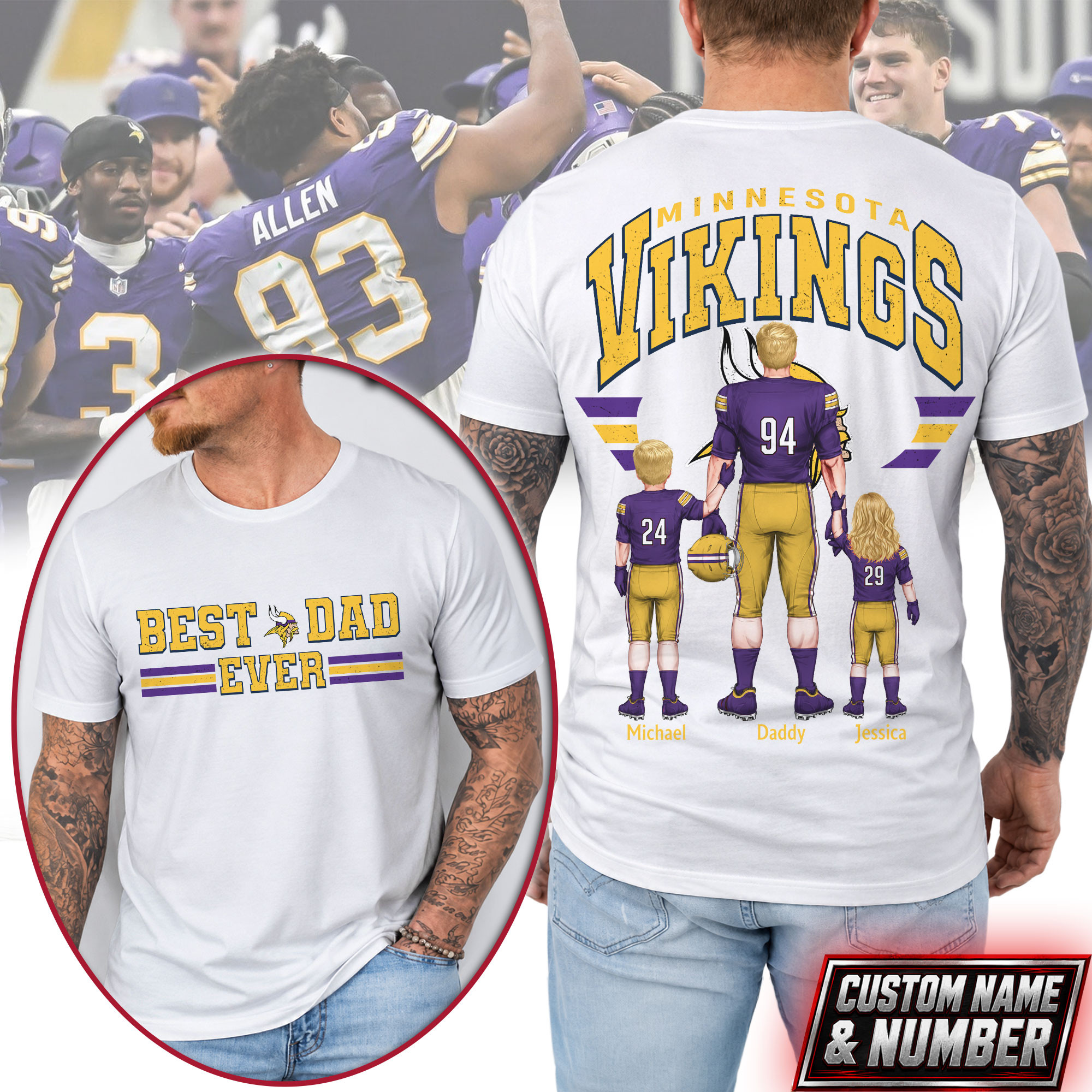 Minnesota Vikings x Premium NFL Best Dad Ever 3D Shirt TTH280530