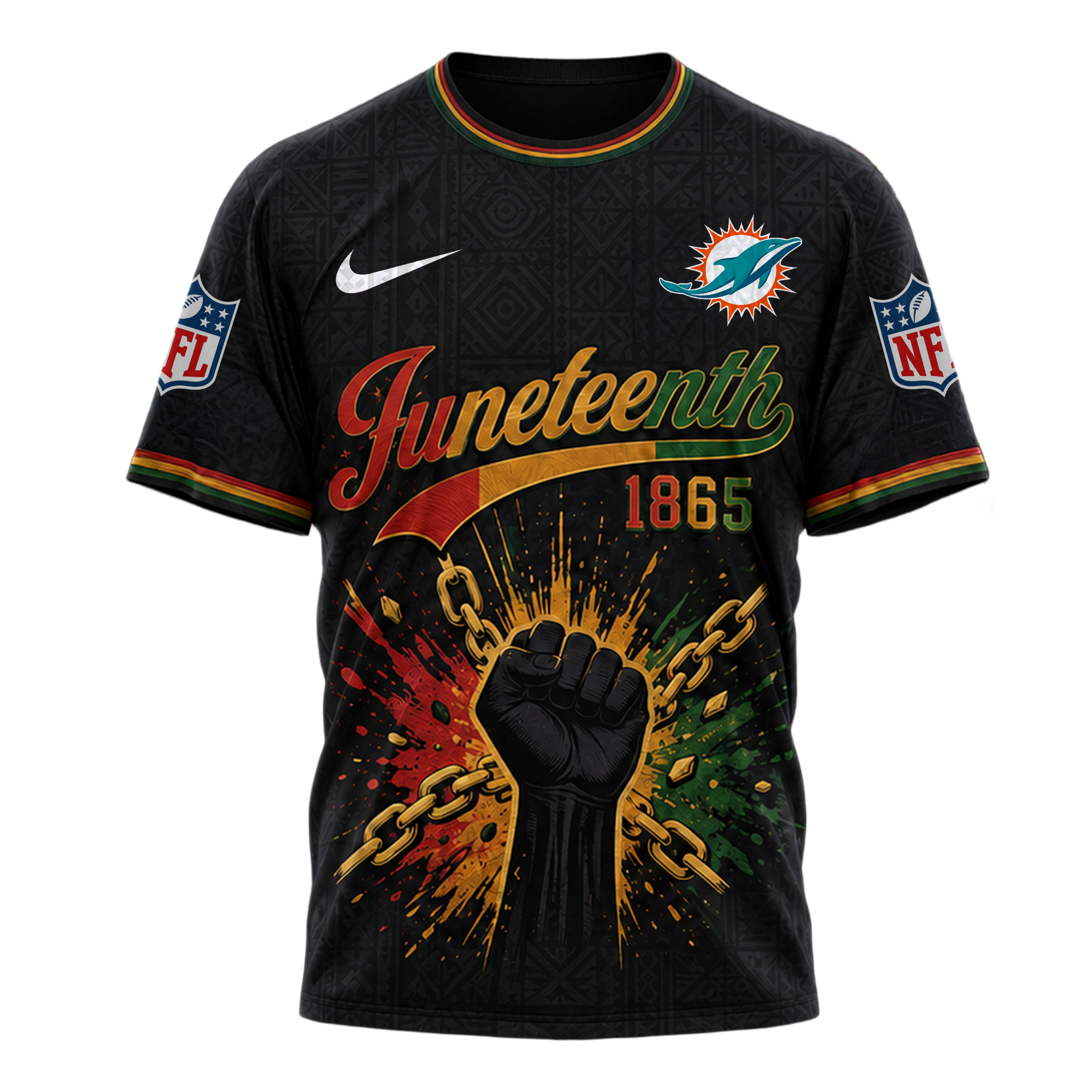 Miami Dolphins x Premium NFL Juneteenth Freedom Day 3D Shirt TTH280533