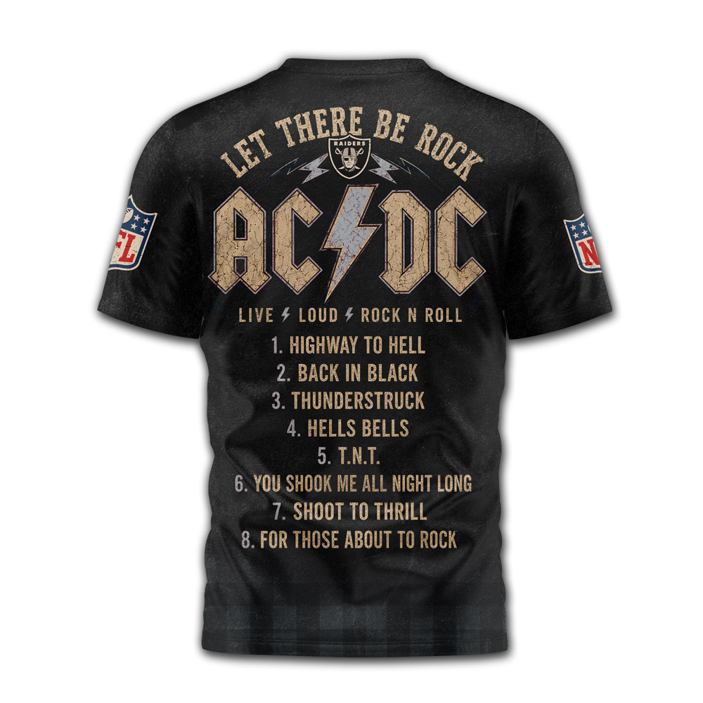 Las Vegas Raiders x Premium NFL ACDC Rock N Roll 3D T-Shirt TTH290502 - Image 2
