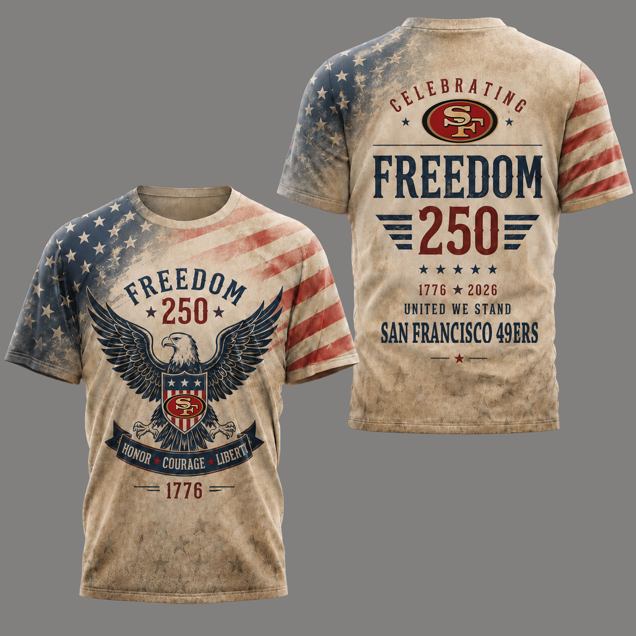 San Francisco 49ers x Premium NFL Freedom 250 Patriotic 3D Shirt TTH290504