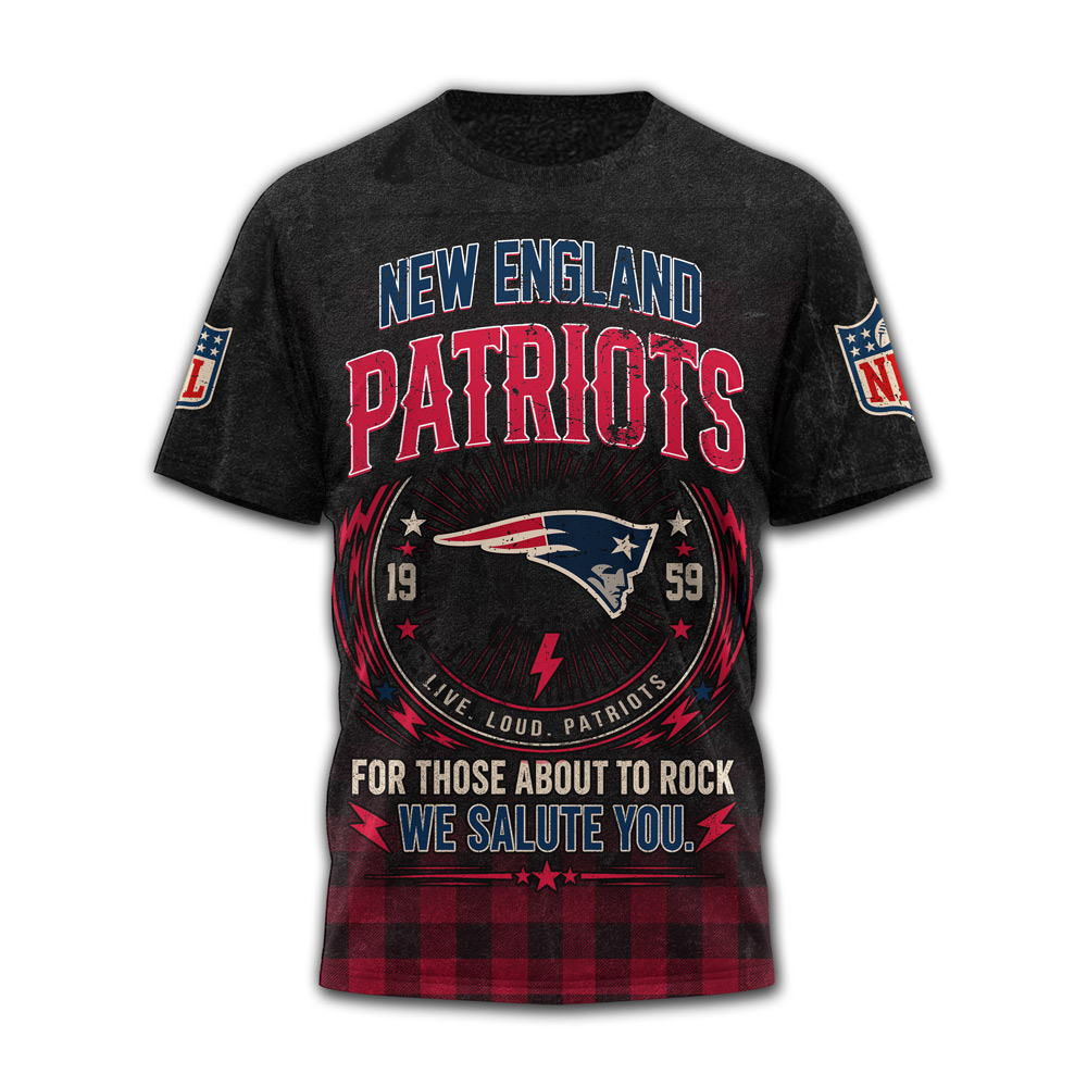 New England Patriots x Premium NFL ACDC Rock N Roll 3D T-Shirt TTH290502