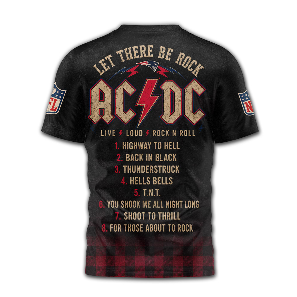New England Patriots x Premium NFL ACDC Rock N Roll 3D T-Shirt TTH290502 - Image 2