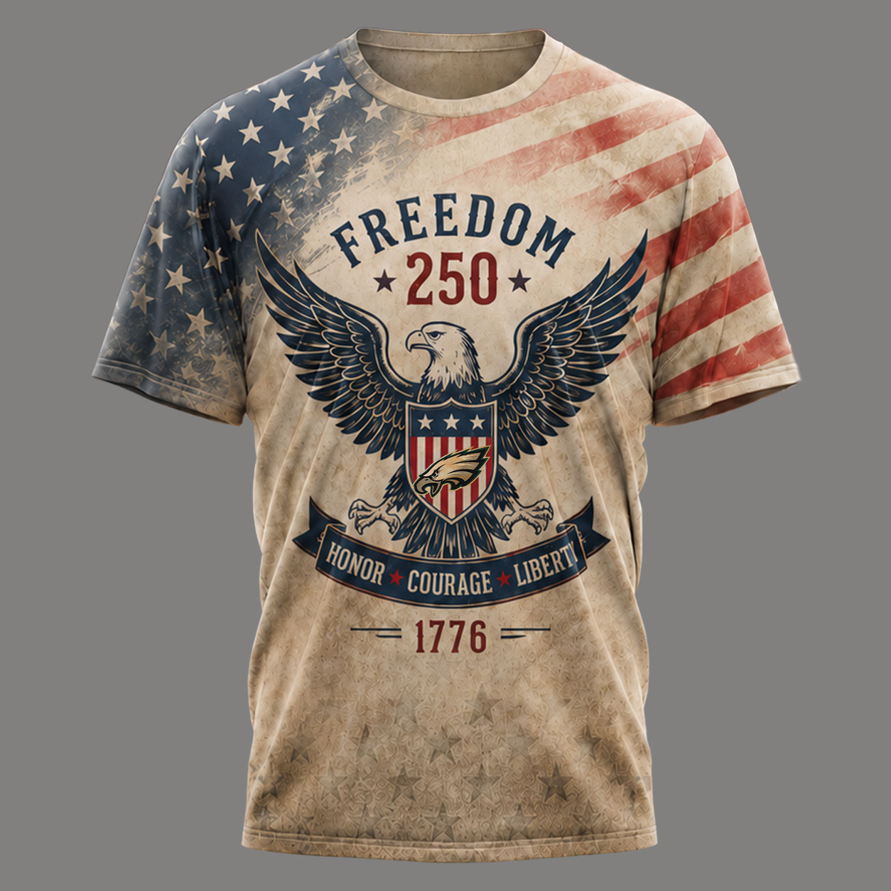 Philadelphia Eagles x Premium NFL Freedom 250 Patriotic 3D Shirt TTH290504 - Image 2