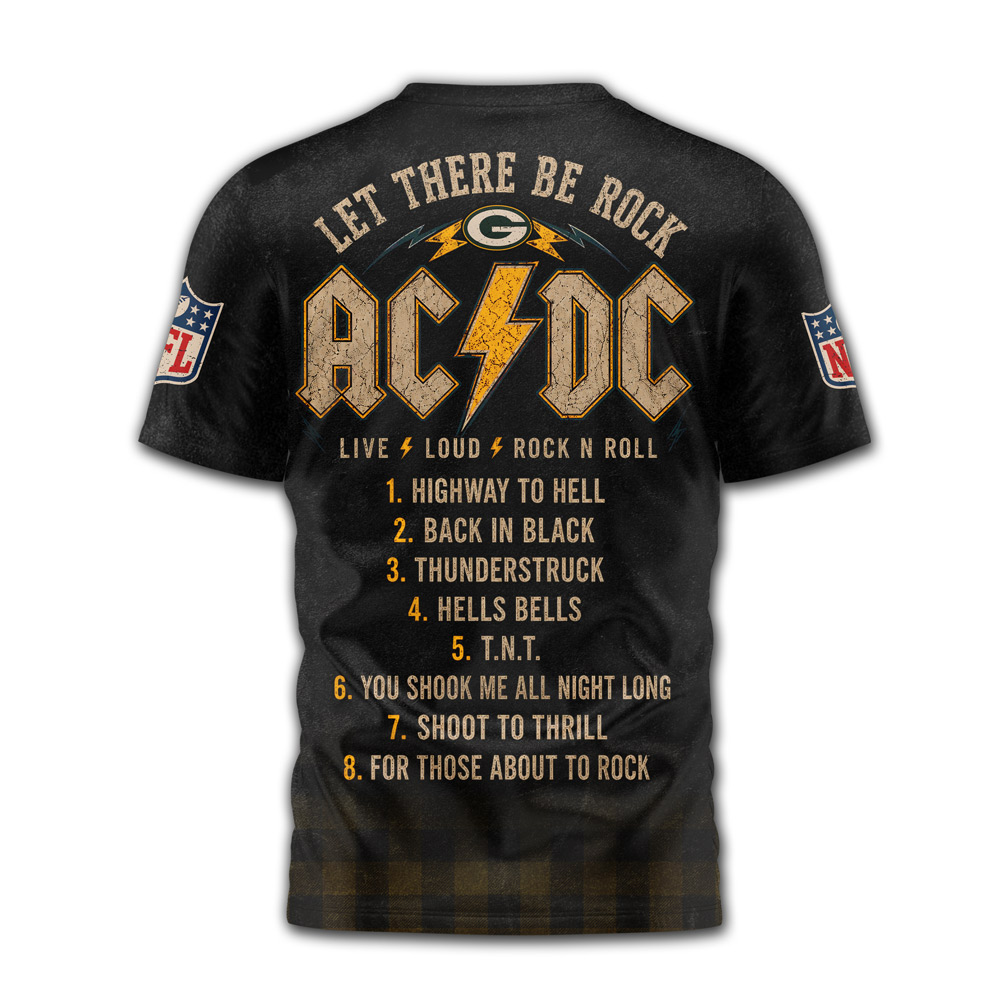Green Bay Packers x Premium NFL ACDC Rock N Roll 3D T-Shirt TTH290502 - Image 2