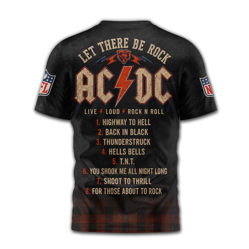 Chicago Bears x Premium NFL ACDC Rock N Roll 3D T-Shirt TTH290502 - Image 2