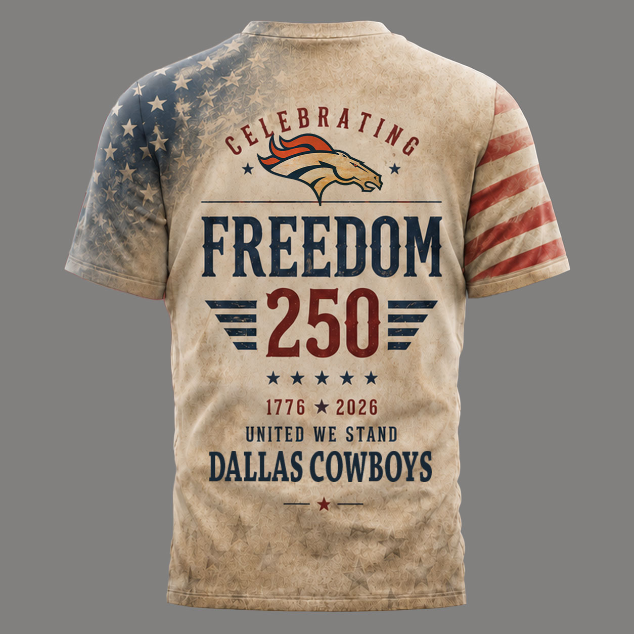 Denver Broncos x Premium NFL Freedom 250 Patriotic 3D Shirt TTH290504 - Image 3