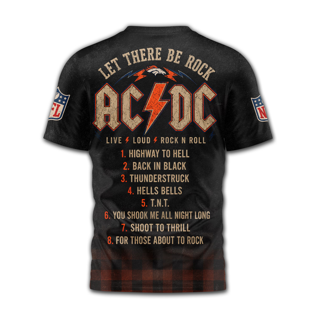 Denver Broncos x Premium NFL ACDC Rock N Roll 3D T-Shirt TTH290502 - Image 2