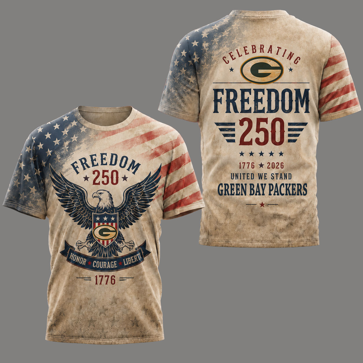 Green Bay Packers x Premium NFL Freedom 250 Patriotic 3D Shirt TTH290504