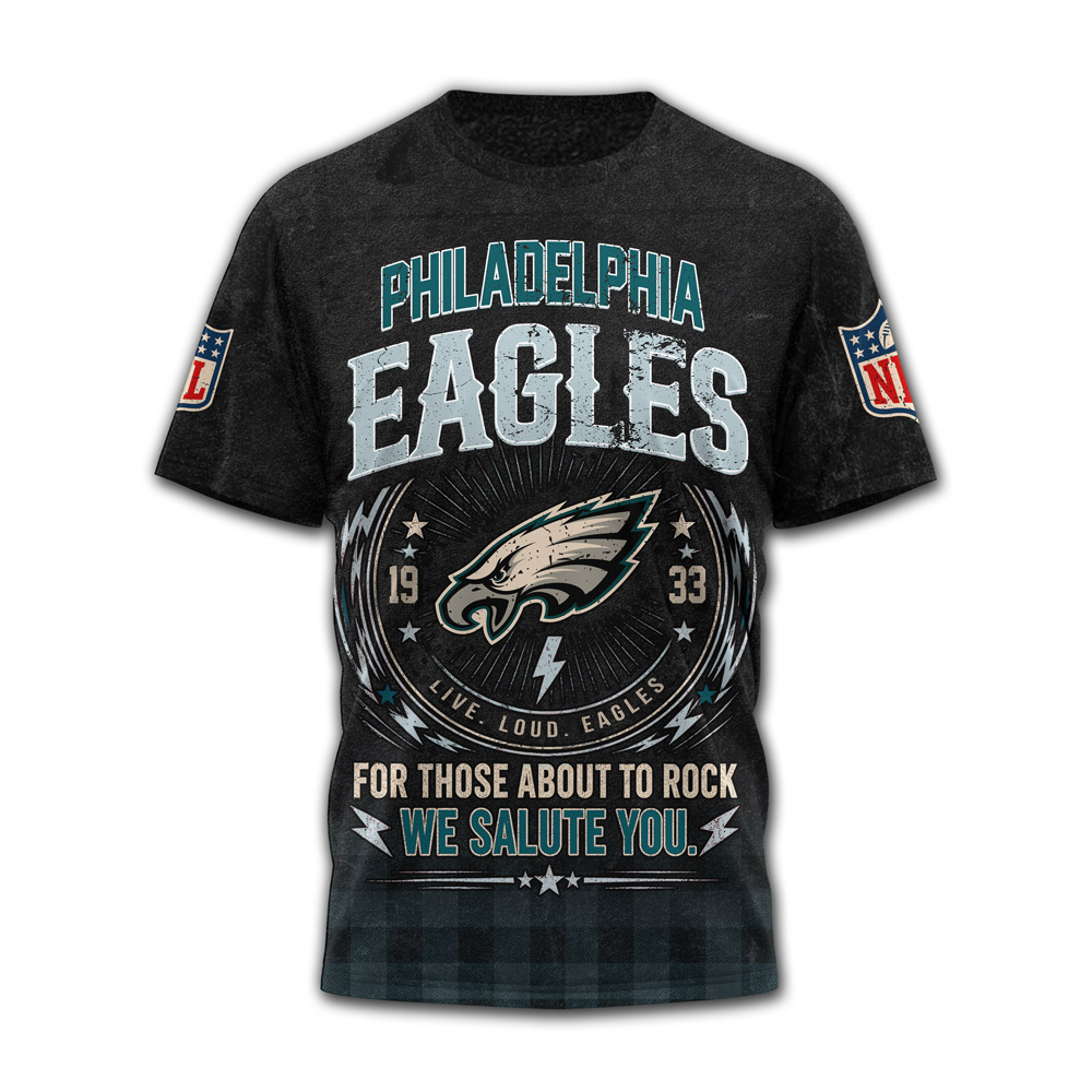 Philadelphia Eagles x Premium NFL ACDC Rock N Roll 3D T-Shirt TTH290502