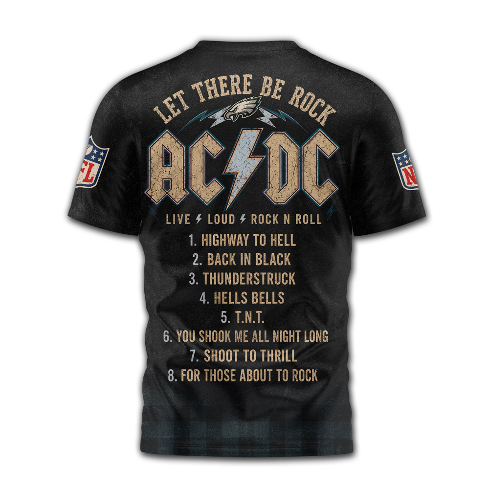 Philadelphia Eagles x Premium NFL ACDC Rock N Roll 3D T-Shirt TTH290502 - Image 2