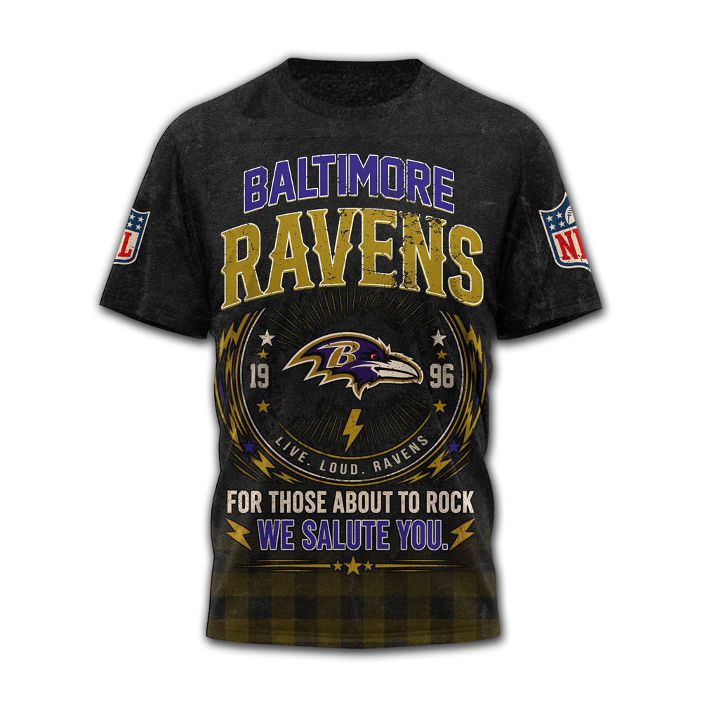 Baltimore Ravens x Premium NFL ACDC Rock N Roll 3D T-Shirt TTH290502