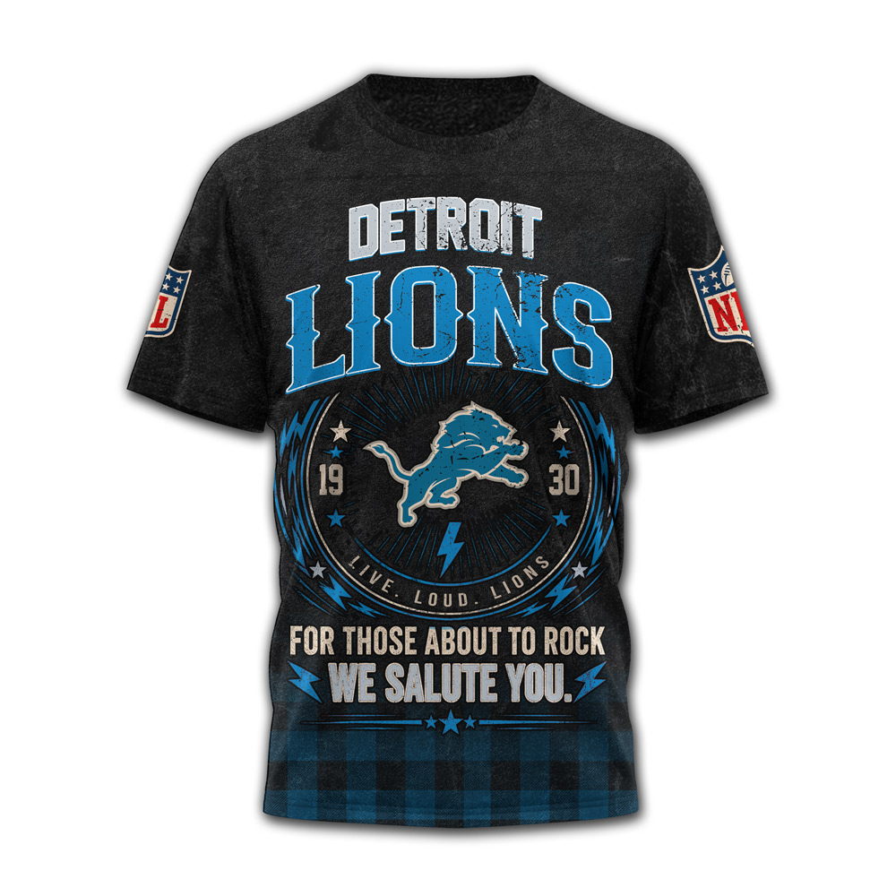 Detroit Lions x Premium NFL ACDC Rock N Roll 3D T-Shirt TTH290502