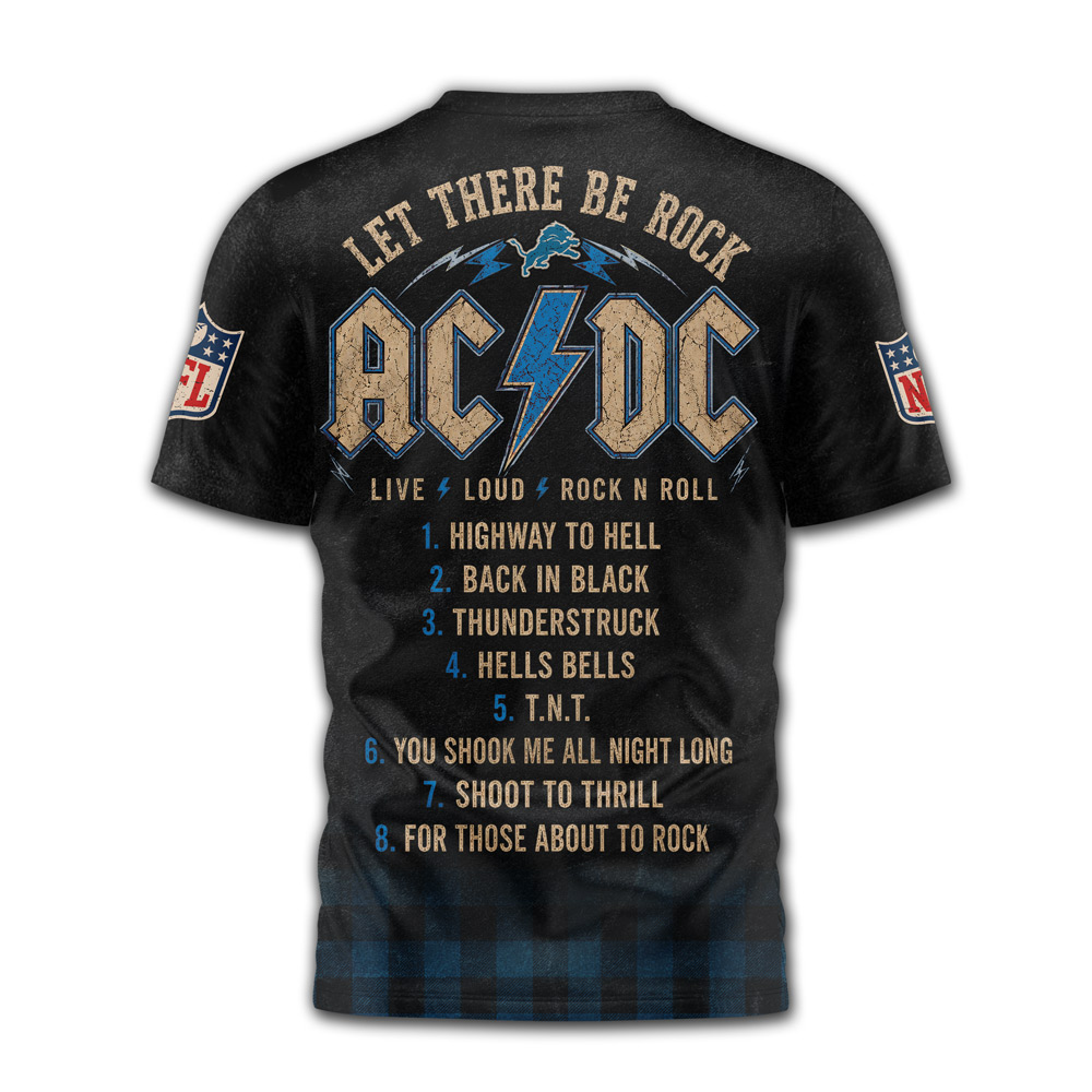 Detroit Lions x Premium NFL ACDC Rock N Roll 3D T-Shirt TTH290502 - Image 2