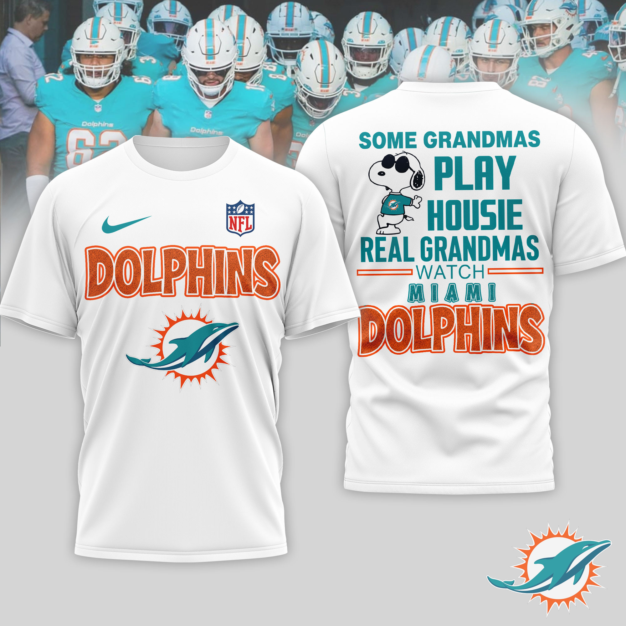 Miami Dolphins x Premium NFL Fan Grandma Apparel 3D Shirt TTH290505