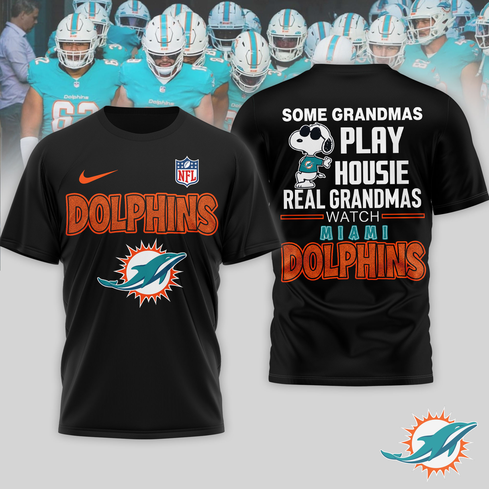 Miami Dolphins x Premium NFL Fan Grandma Apparel 3D Shirt TTH290505 - Image 2
