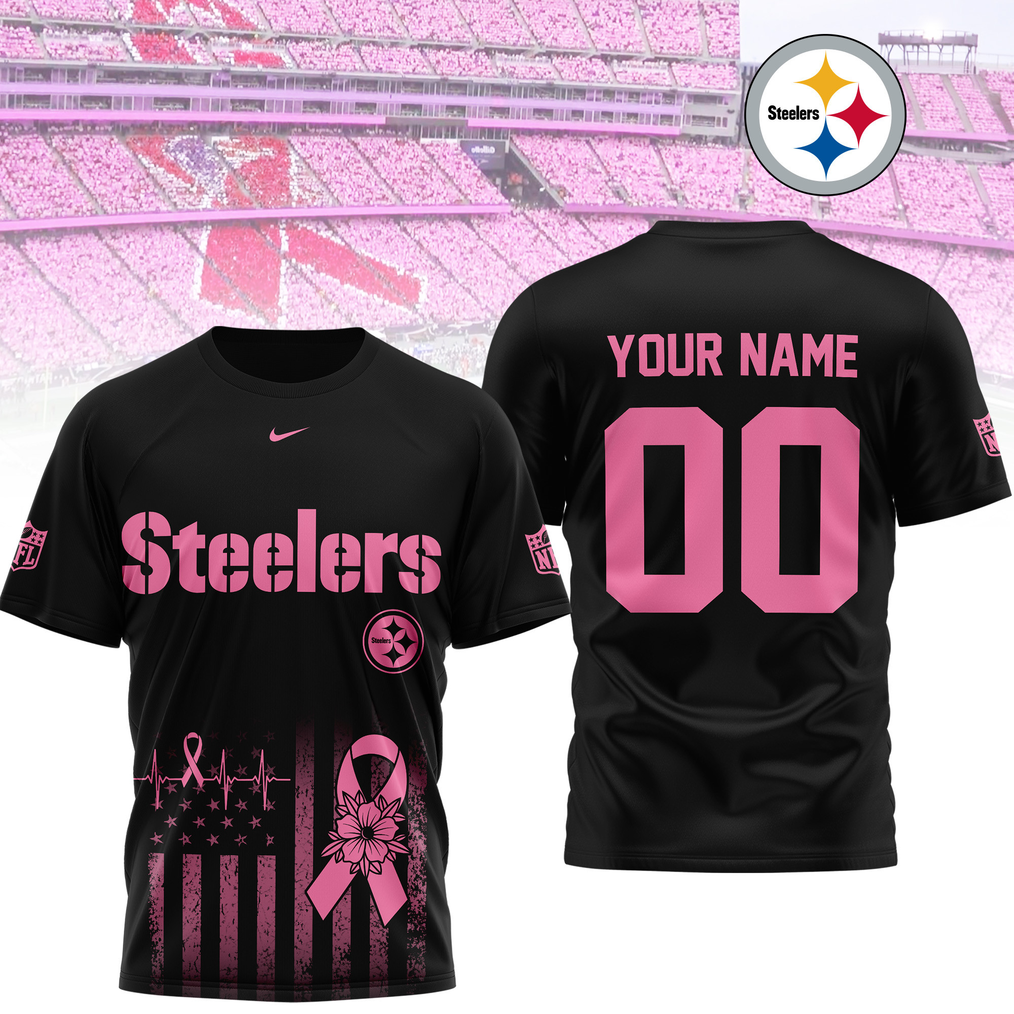 Pittsburgh Steelers x Premium NFL Breast Cancer Awareness 3D Shirt TTH300500