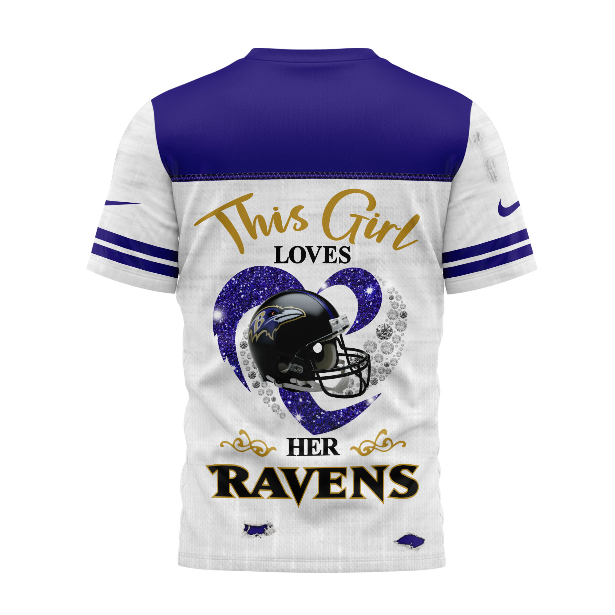 Baltimore Ravens x Premium NFL Girl Heart & Helmet 3D Shirt TTH300503 - Image 2