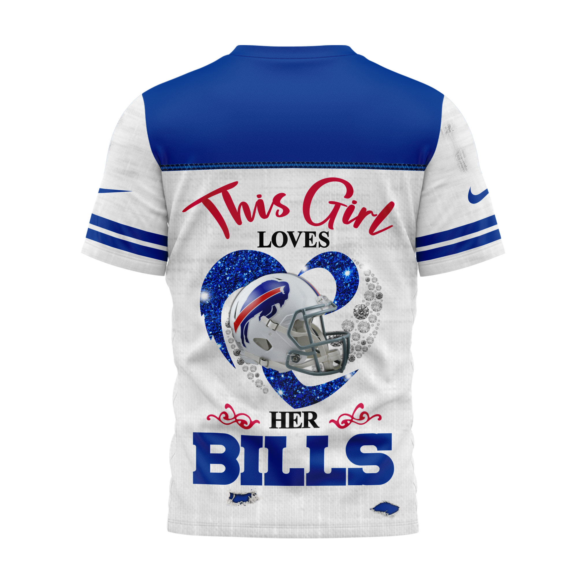 Buffalo Bills x Premium NFL Girl Heart & Helmet 3D Shirt TTH300503 - Image 2