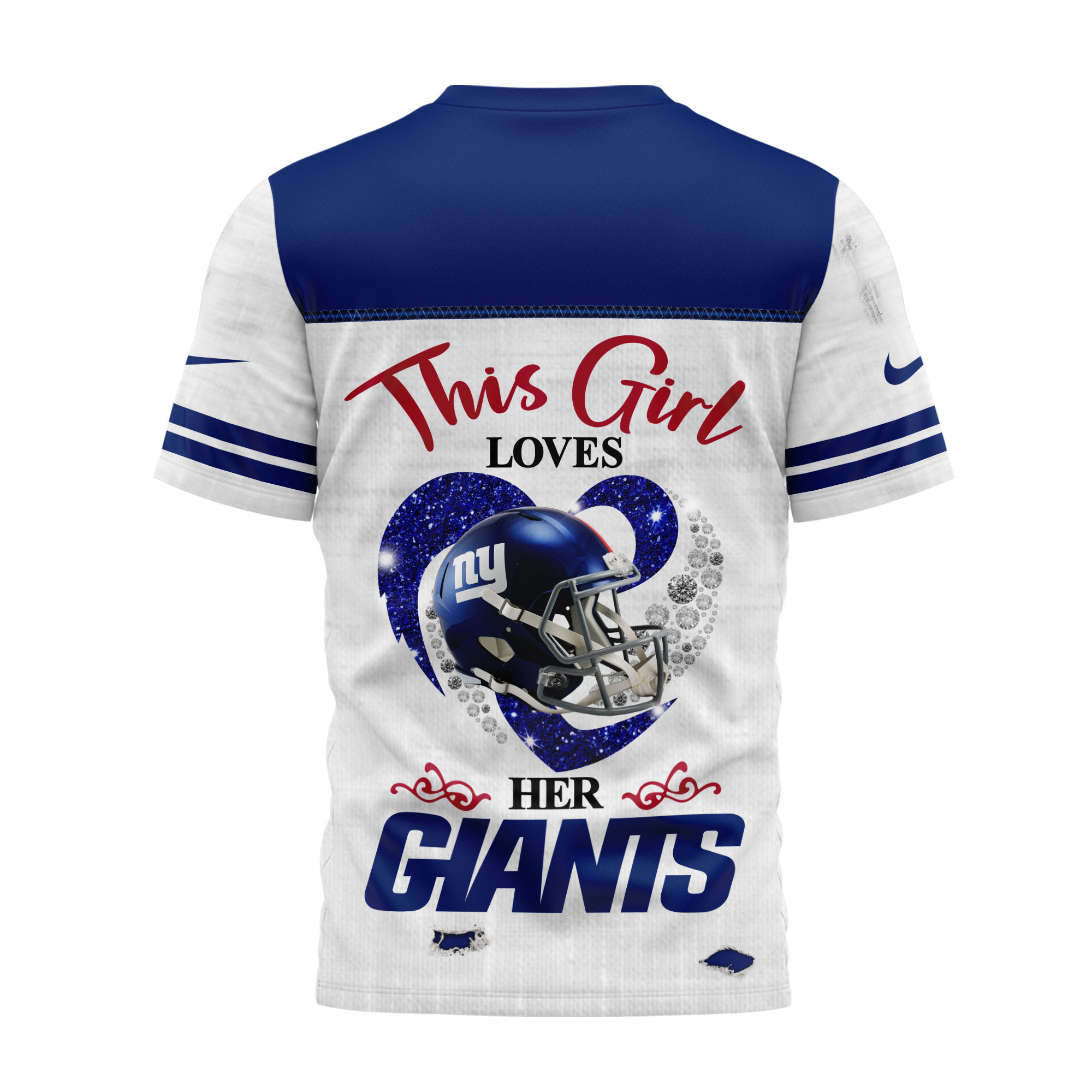 New York Giants x Premium NFL Girl Heart & Helmet 3D Shirt TTH300503 - Image 2