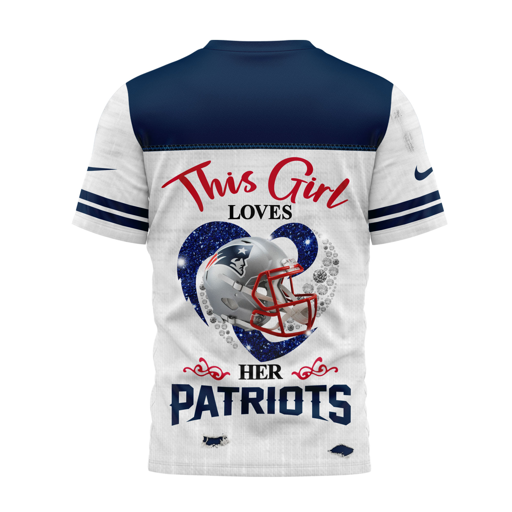 New England Patriots x Premium NFL Girl Heart & Helmet 3D Shirt TTH300503 - Image 2