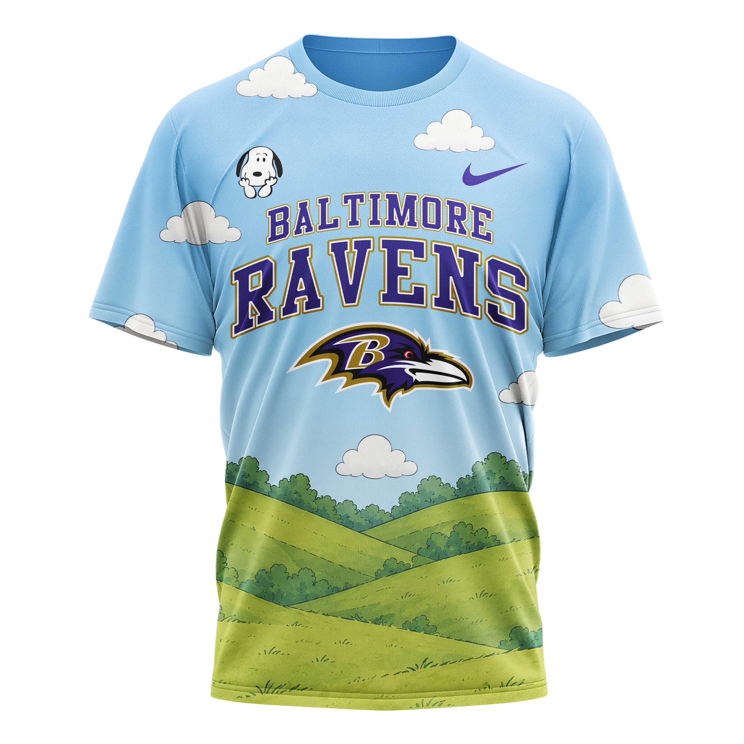 Baltimore Ravens x Premium NFL Snoopy Touchdown 3D T-Shirt TTH300501