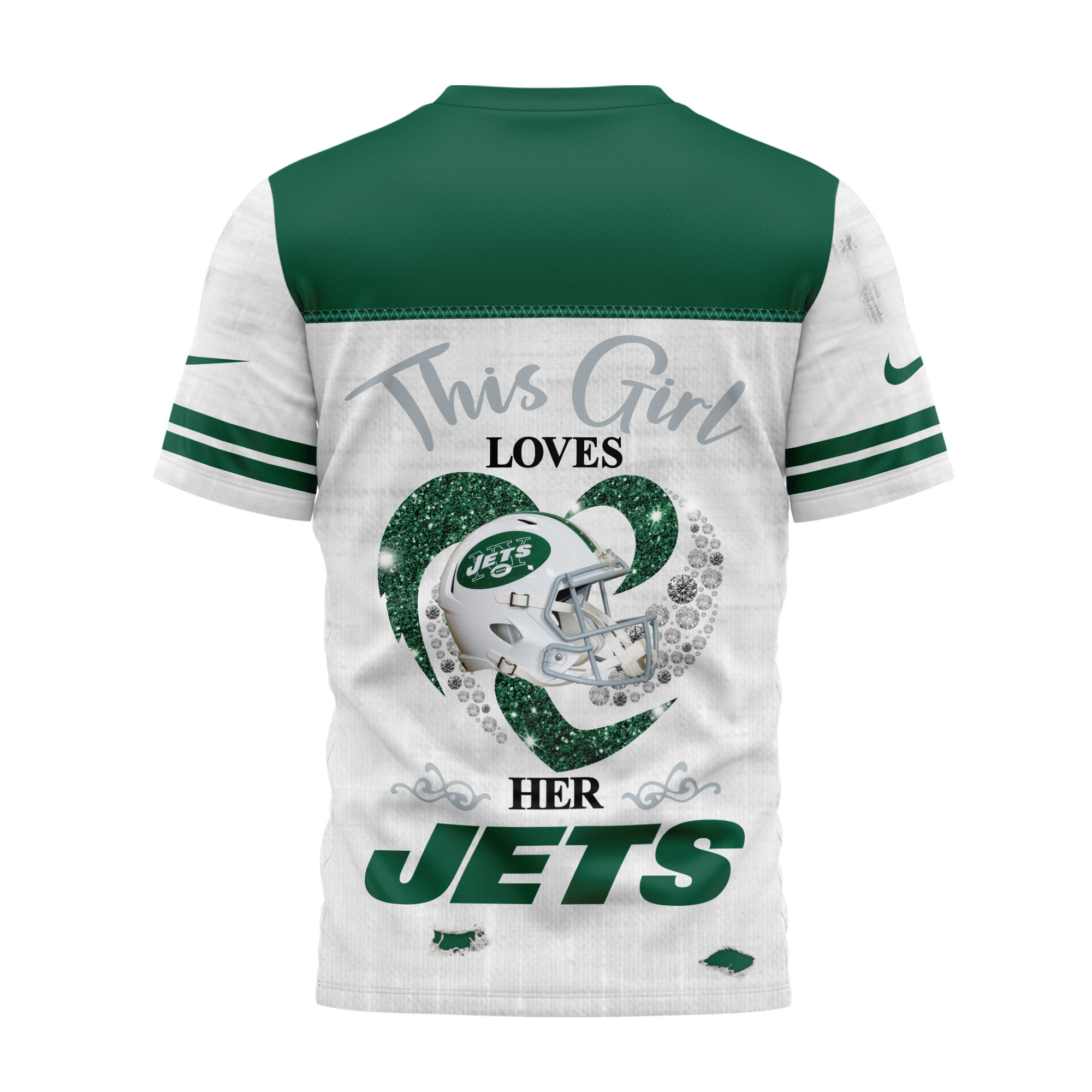 New York Jets x Premium NFL Girl Heart & Helmet 3D Shirt TTH300503 - Image 2