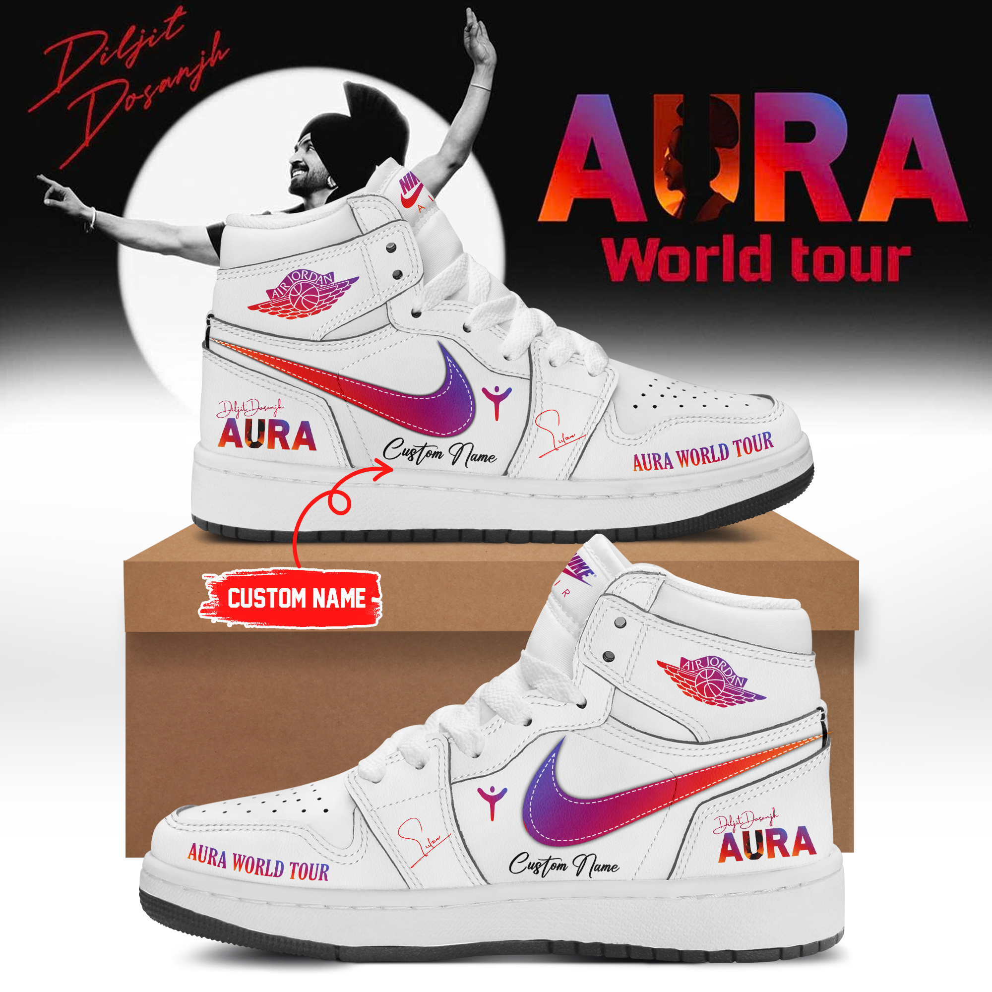 Diljit Dosanjh AURA World Tour 2026 Exclusive Tour Sneakers Collection