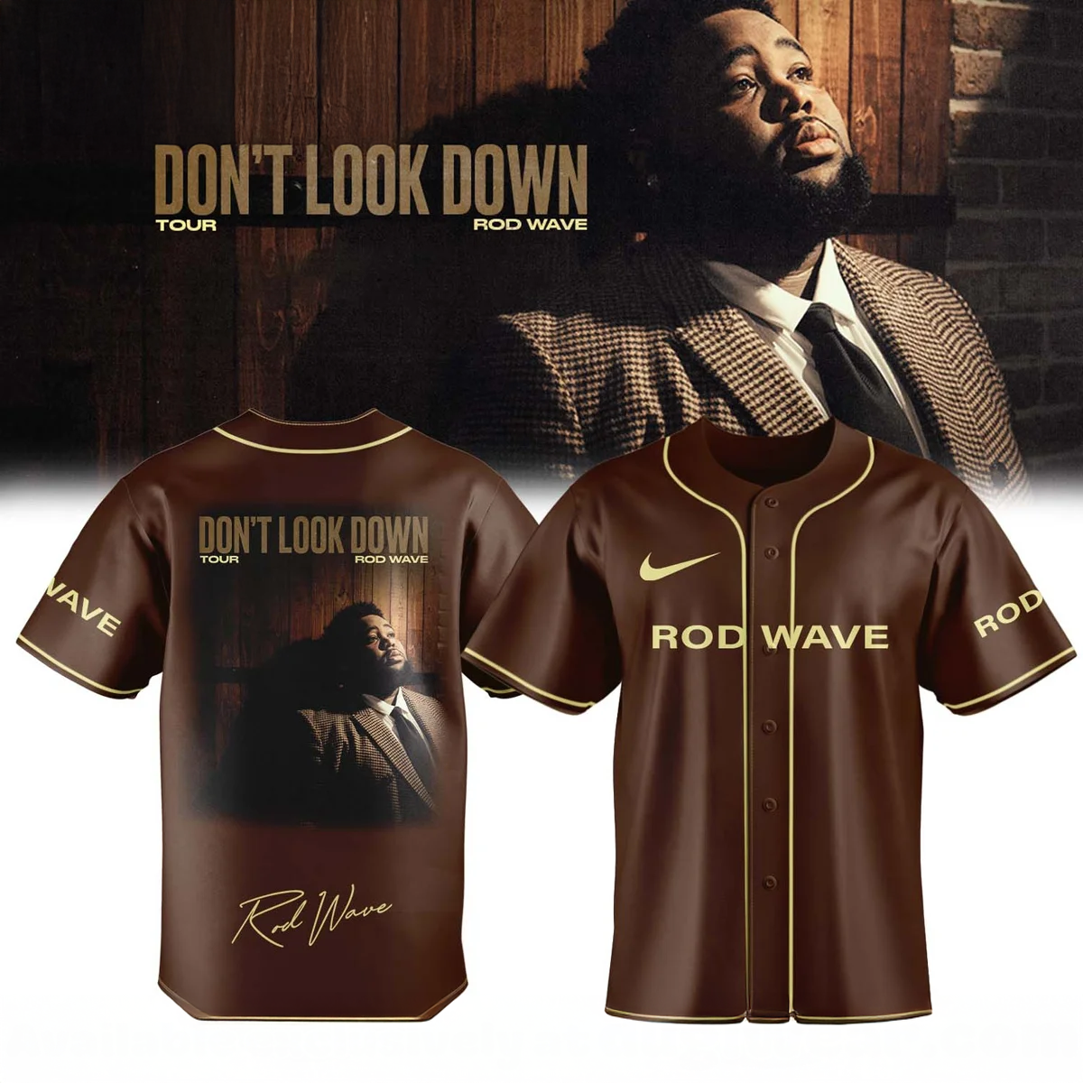 Rod Wave Dont Look Down Tour Collector Baseball Jersey Edition