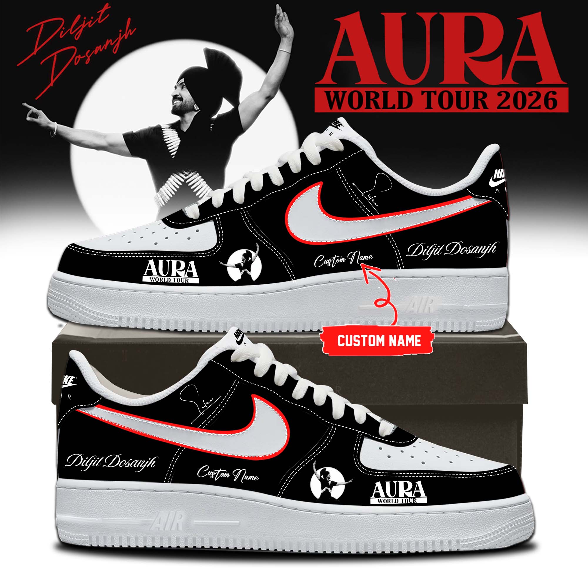Diljit Dosanjh Aura World Tour 2026 Limited Edition Fan Sneakers