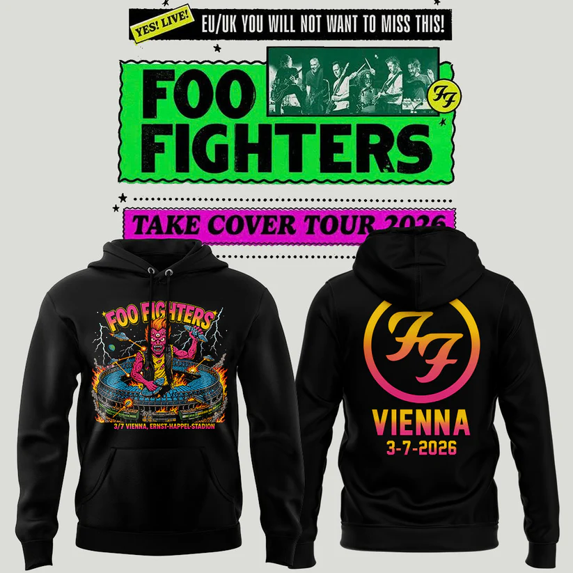 Foo Fighters Take Cover Tour 2026 Vienna Official Concert Hoodie Collection