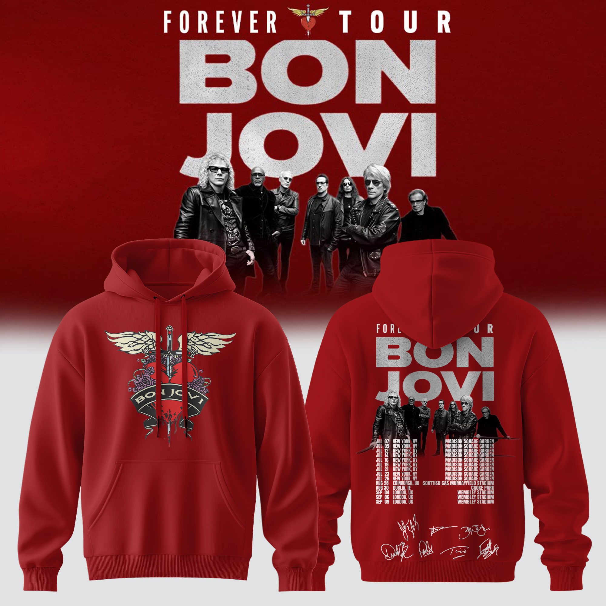 Bon Jovi Forever Tour 2026 Official Signature Hoodie Fan Collection