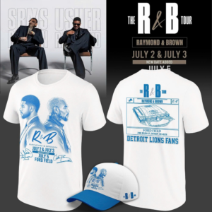 Chris Brown Usher Detroit Lions R And B Tour 2026 Graphic T-Shirt