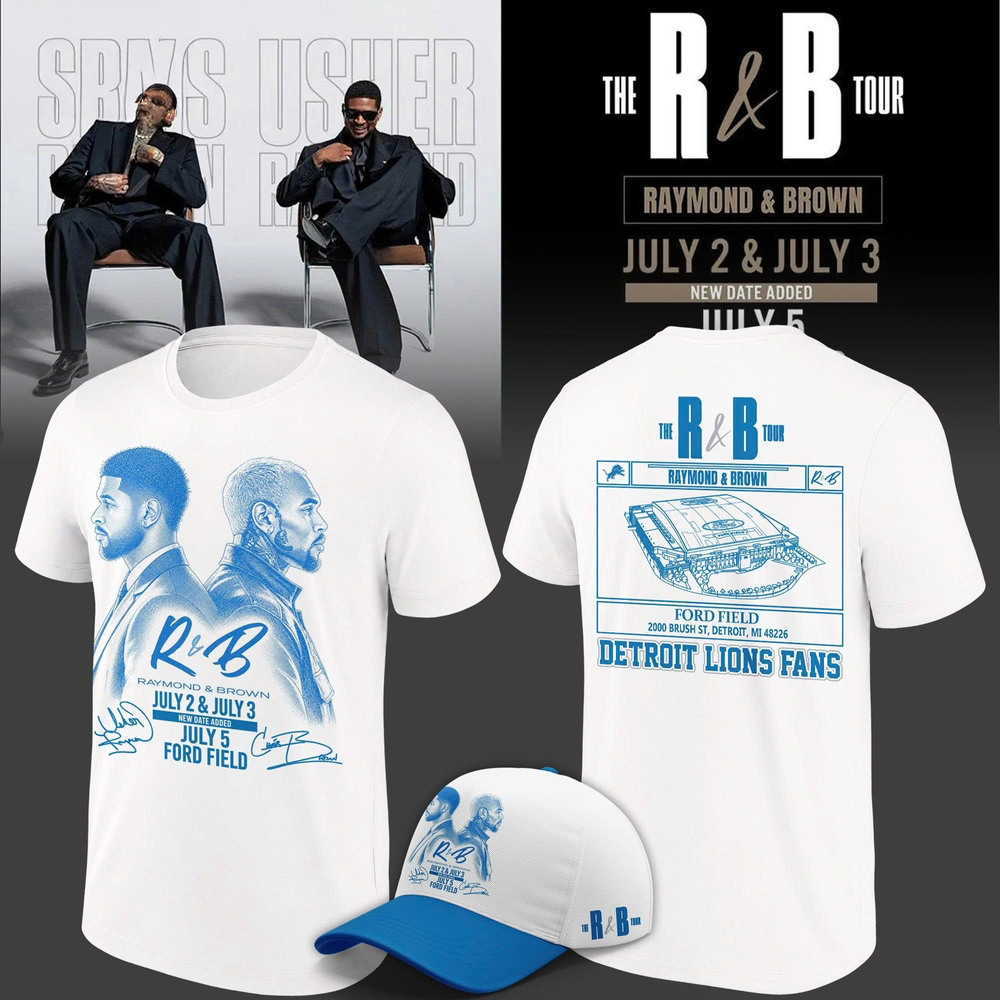 Chris Brown Usher Detroit Lions R And B Tour 2026 Graphic T-Shirt