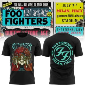 Foo Fighters Take Cover Tour 2026 Milano Official Graphic T-Shirt