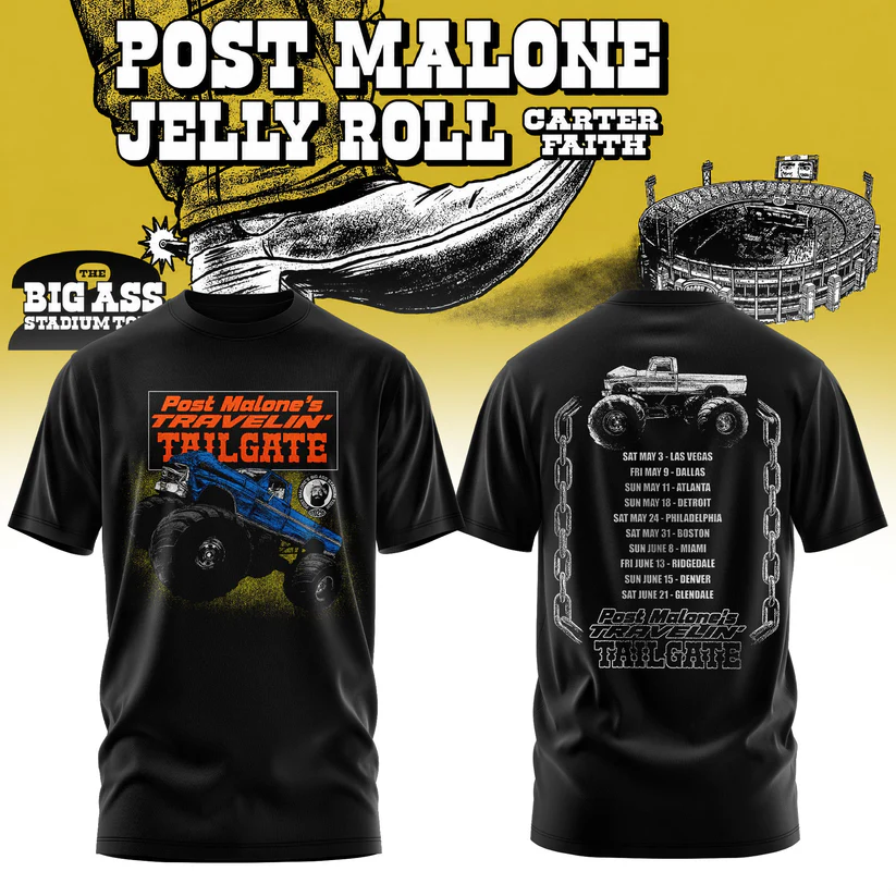 Post Malone The Big Ass Stadium World Tour Official Merchandise Shirt