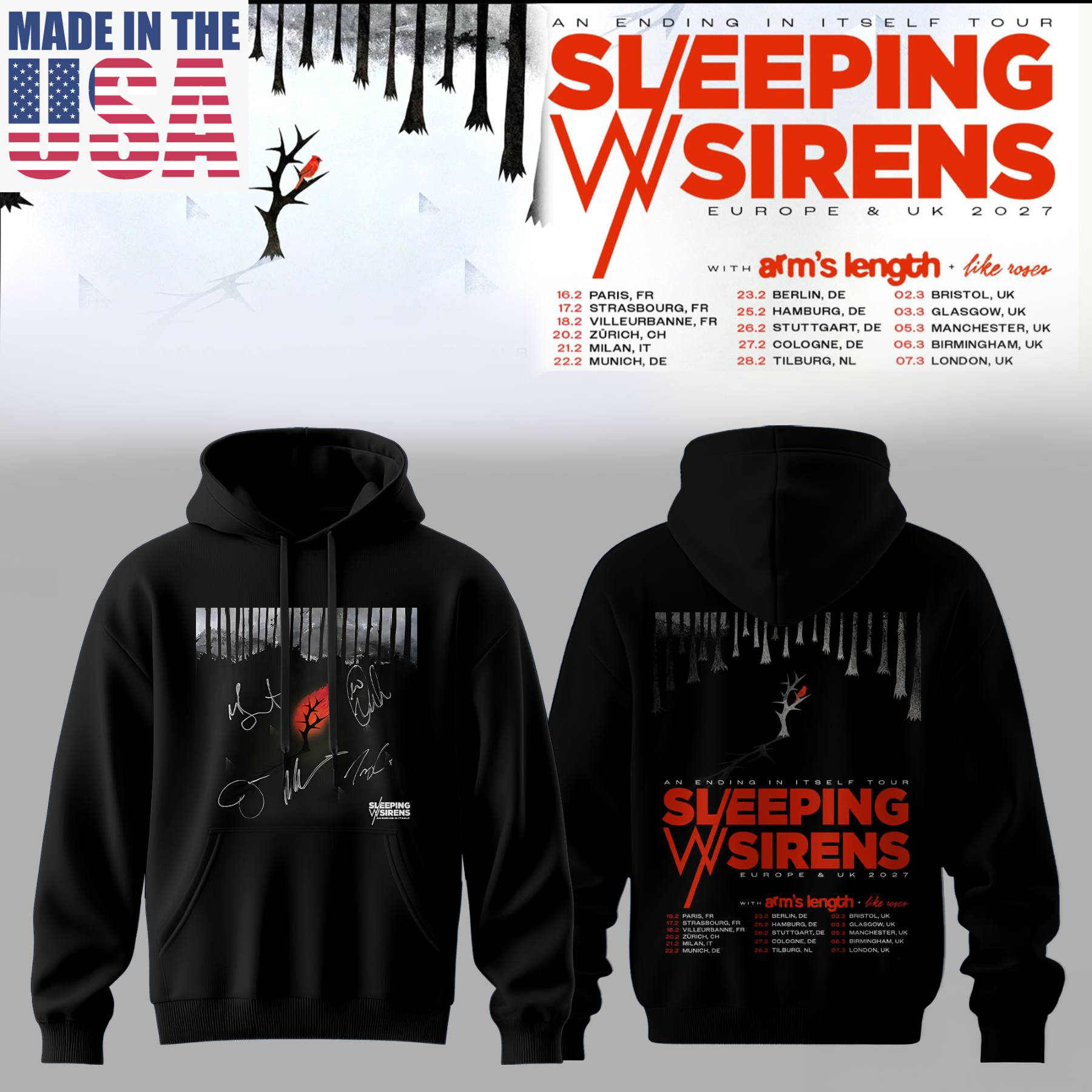 Sleeping With Sirens An Ending In Itself Tour 2027 Exclusive Fan Hoodie