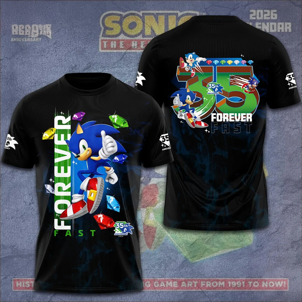 Sonic The Hedgehog 35Th Anniversary Forever Fast Exclusive Fan Collection Shirt