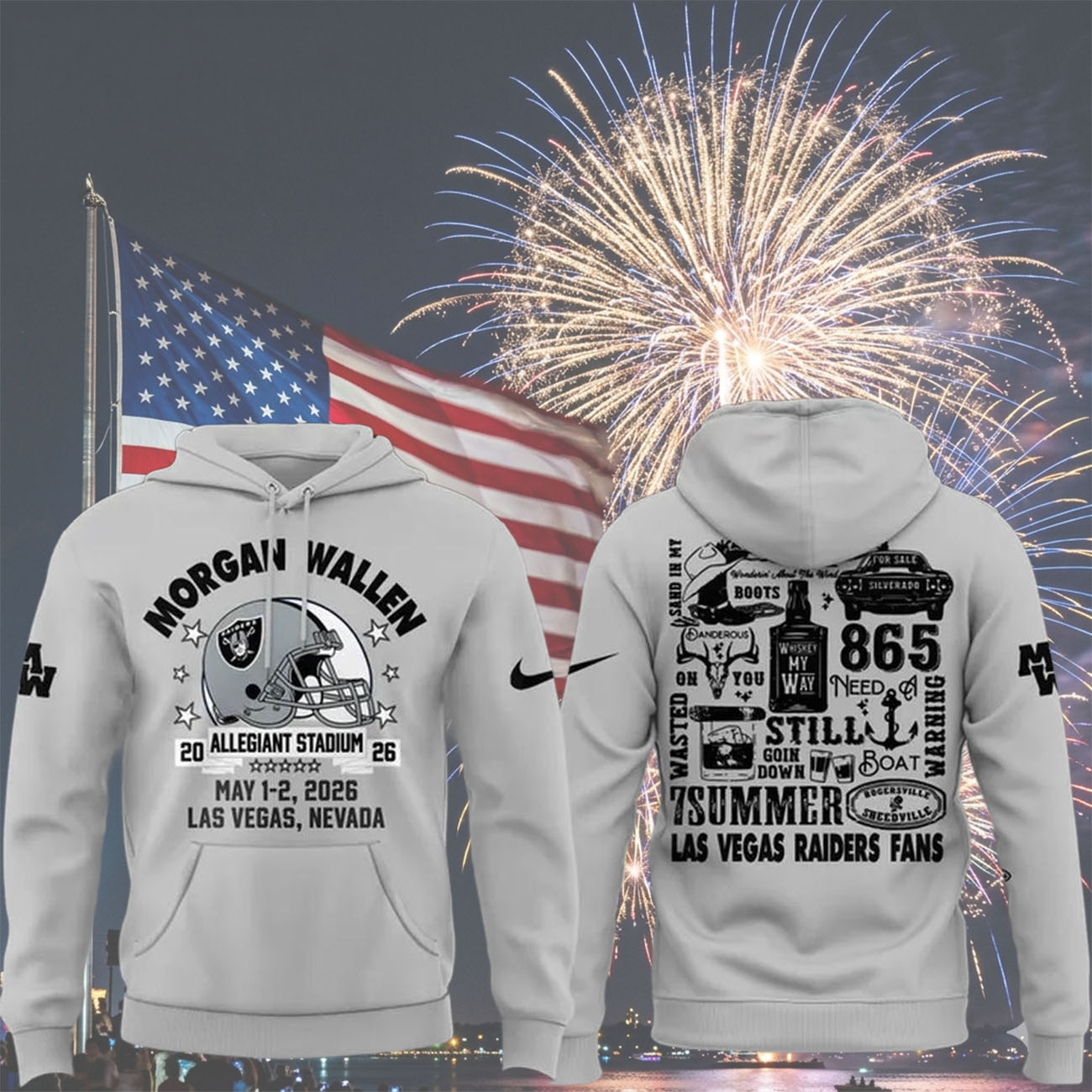 Morgan Wallen X Las Vegas Raiders Still The Problem Tour 2026 Hoodie