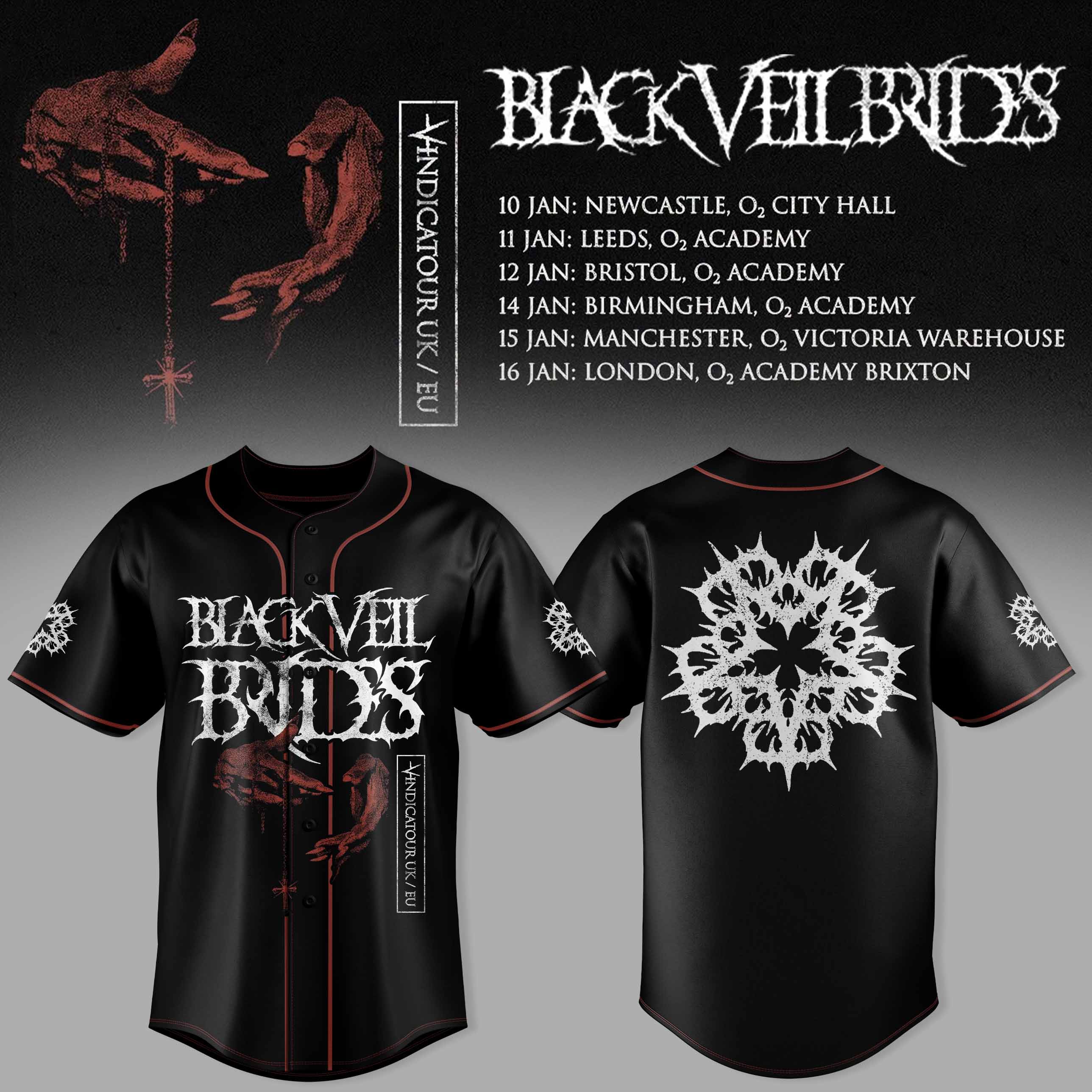 Black Veil Brides Uk Tour 2026 Premium Baseball Jersey Gift For Fans