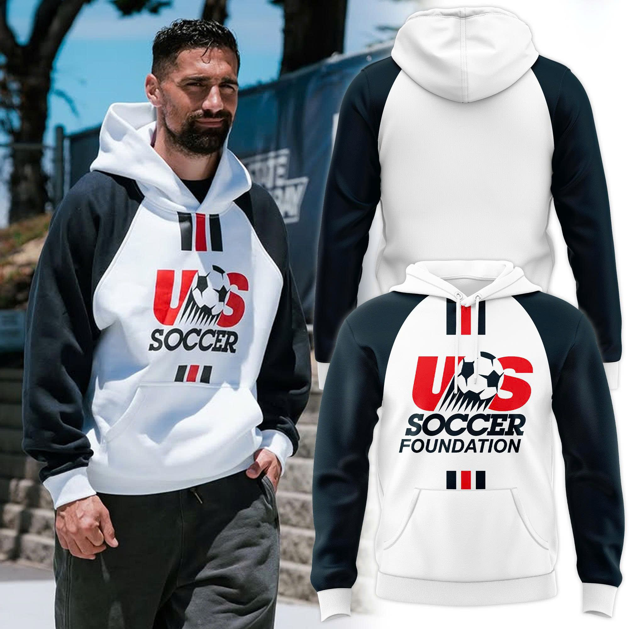 Usa Soccer Federation Raglan Hoodie Premium Fan Collection