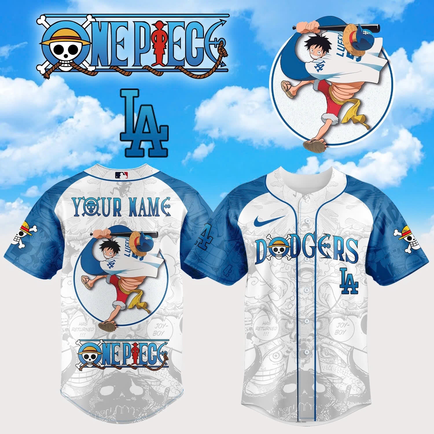 Los Angeles Dodgers One Piece Night 2026 Custom Name Baseball Jersey