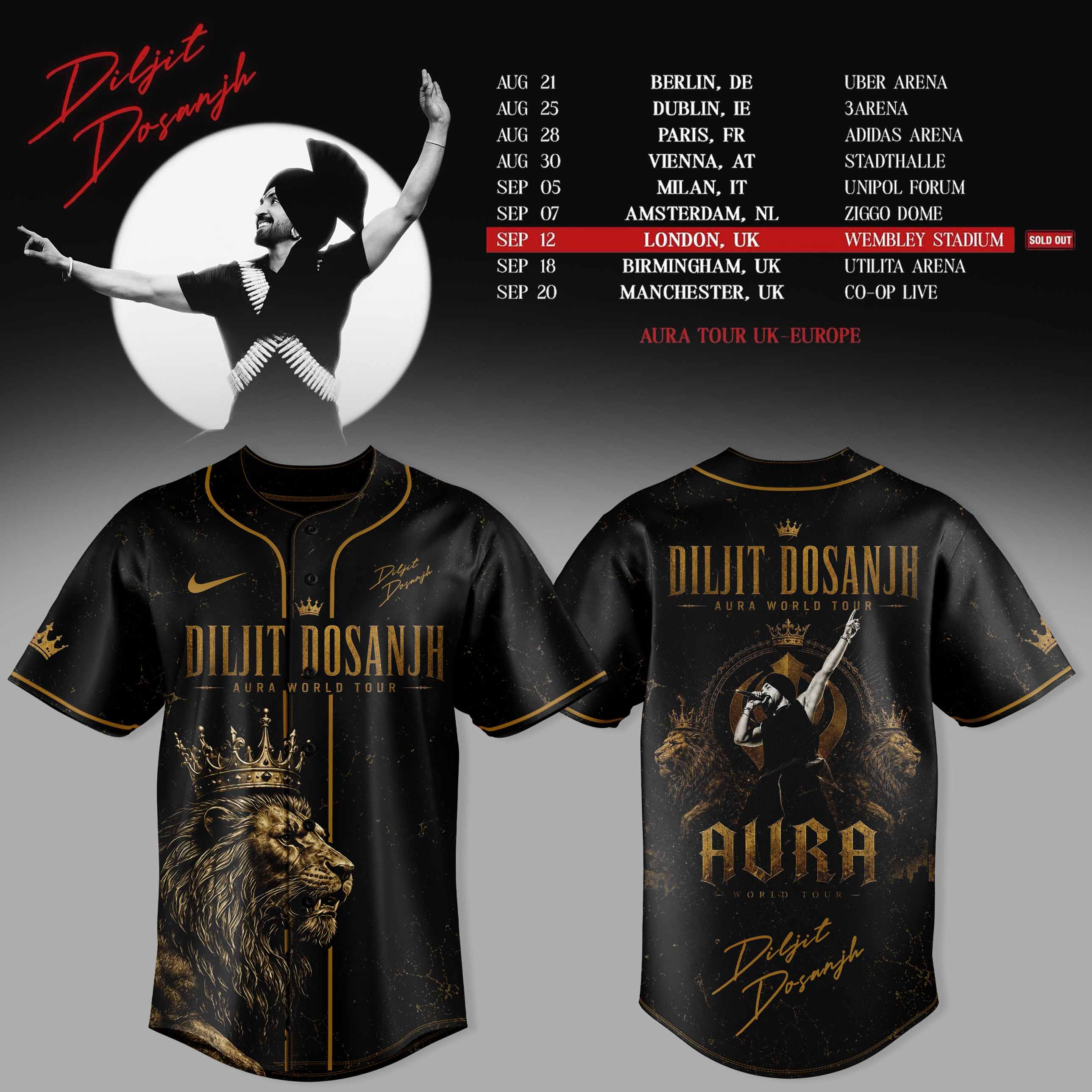 Aura World Tour 2026 Europe Uk Limited Baseball Jersey