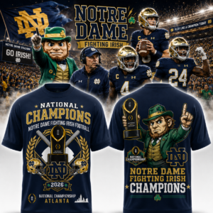 Notre Dame Fighting Irish National Champions 2026 T-Shirt College Football Championship Graphic Tee Ncaa Notre Dame Football Fan Shirt Gift For Fighting Irish Fans